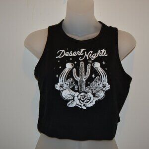 OG Babe black crop top "Desert Nights"  Large